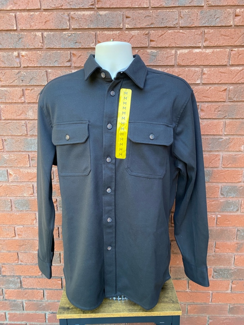 NWT Jachs NY Black Long-Sleeve Button-Up Utility Shirt M